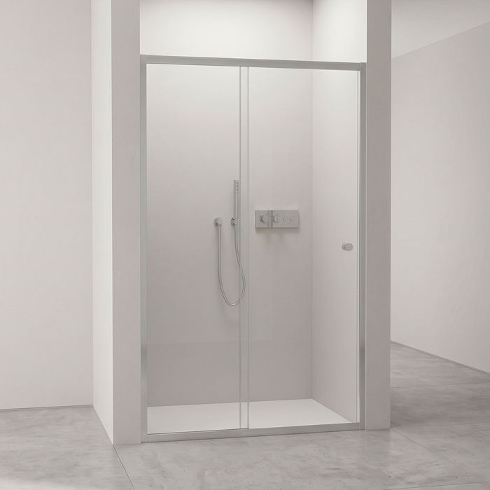 Nischendusche mit Schiebetür - 6 mm Sicherheitsglas in Chrom 100-140 cm