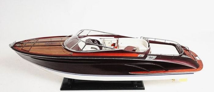Casa Padrino Luxus Holz Speedboot Mehrfarbig 94 cm - Handgefertigtes Deko Modellboot Boot