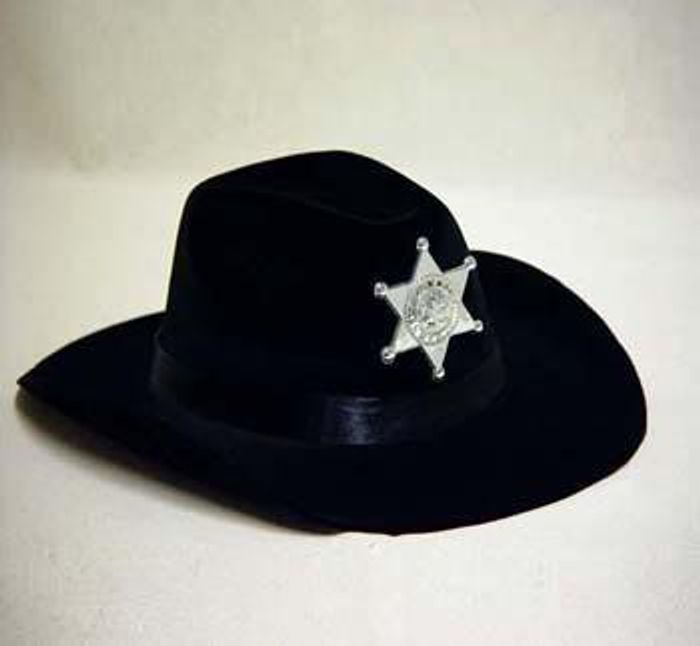Cowboyhut schwarz mit Sheriffstern Karneval