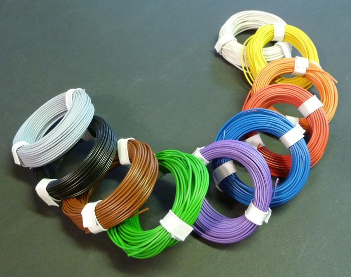 10-Farben LITZEN KUPFER KABEL 0,14mm² 1-adrig "Länge 10 x 10 Meter"