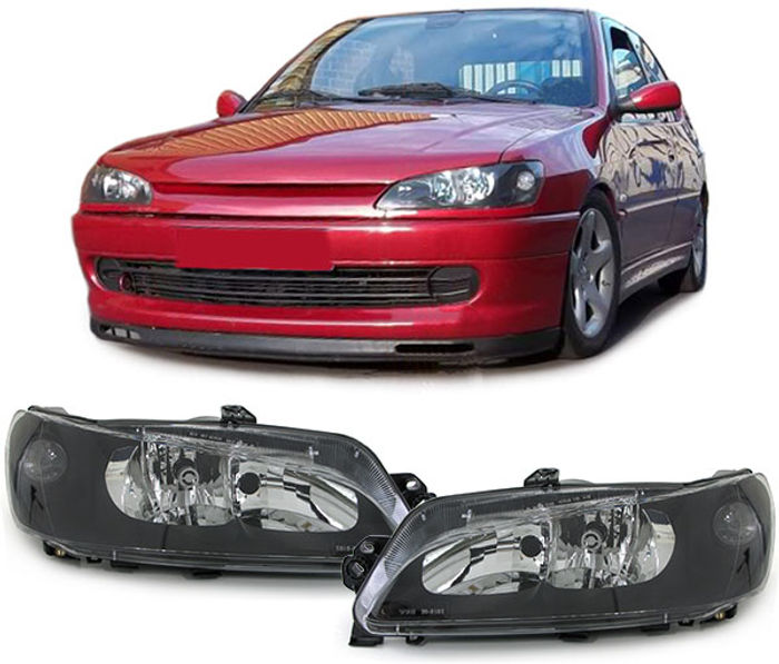 Klarglas Scheinwerfer Schwarz Paar für Peugeot 306 ab 97