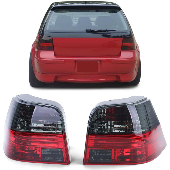 Klarglas Celis Rückleuchten Schwarz Rot für VW Golf 4 Limousine 97-03