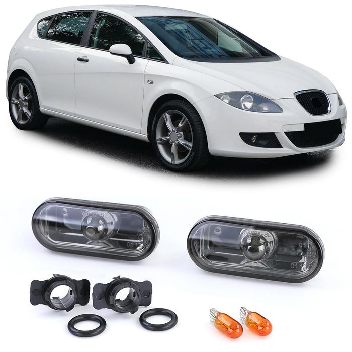 Klarglas Seitenblinker Black Chrome Schwarz für Seat Ibiza 3 Leon Toledo Cordoba