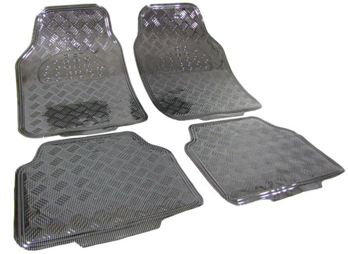 Auto Gummi Fußmatten universal Alu Riffelblech Optik chrom Carbon