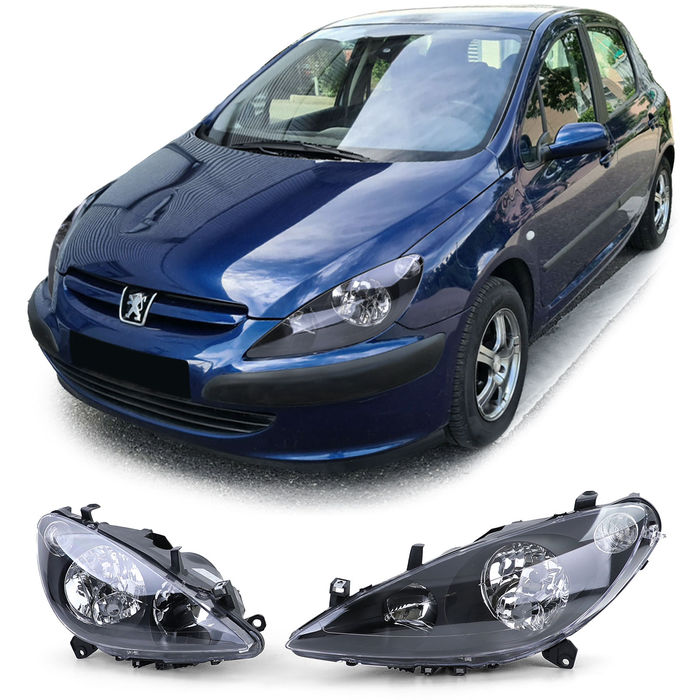 Scheinwerfer Schwarz Smoke Klarglas für Peugeot 307 01-05
