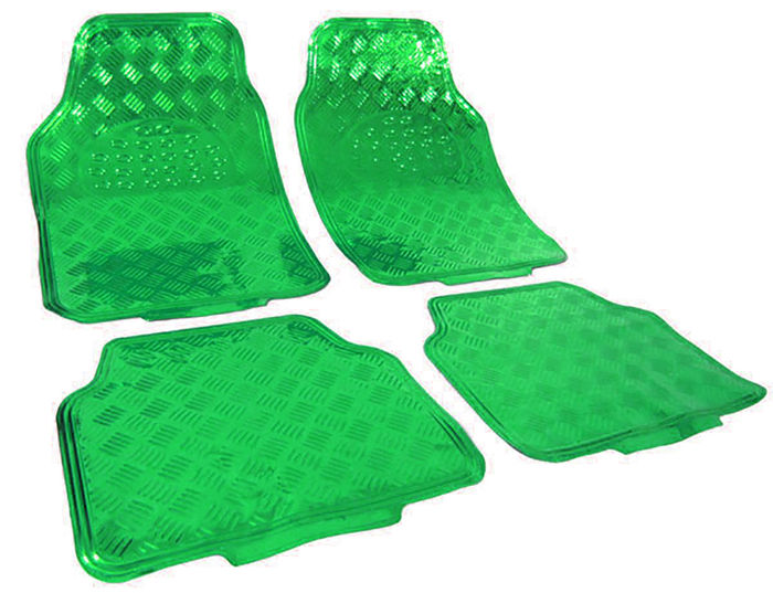 Auto Gummi Fußmatten universal Alu Riffelblech Optik chrom grün