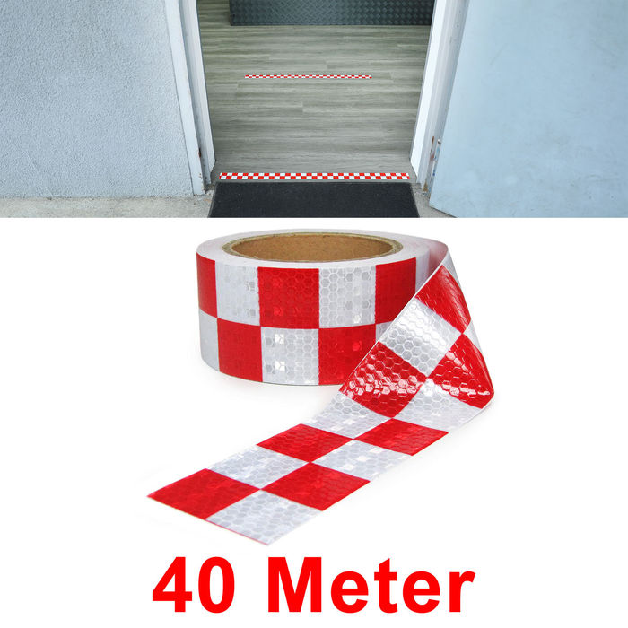 Signalband Markierungsband Absperrband selbstklebend reflektierend kariert 40m