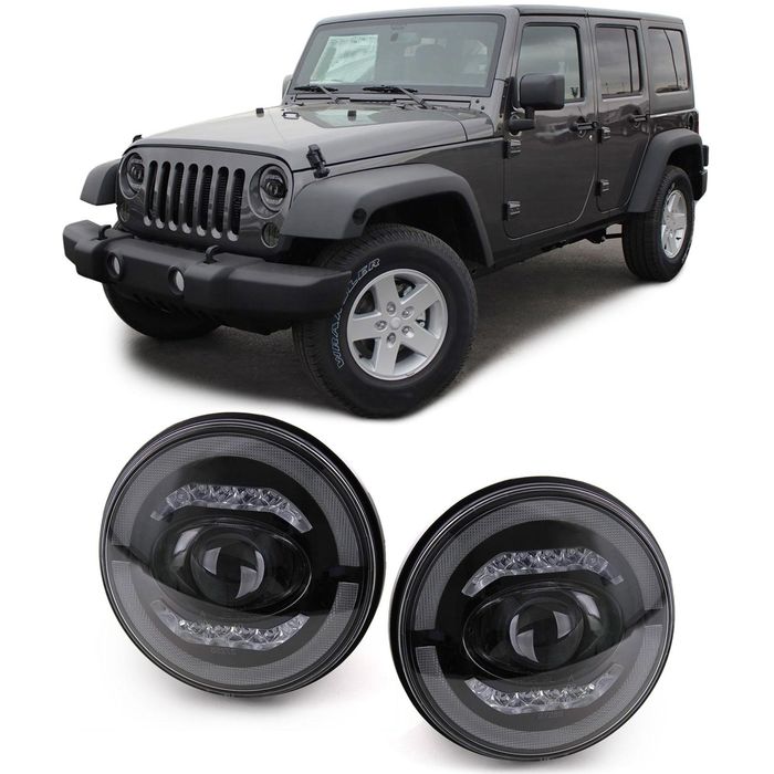 LED Klarglas Scheinwerfer universal zB. Jeep Wrangler VW Caddy Golf 1 2 Käfer