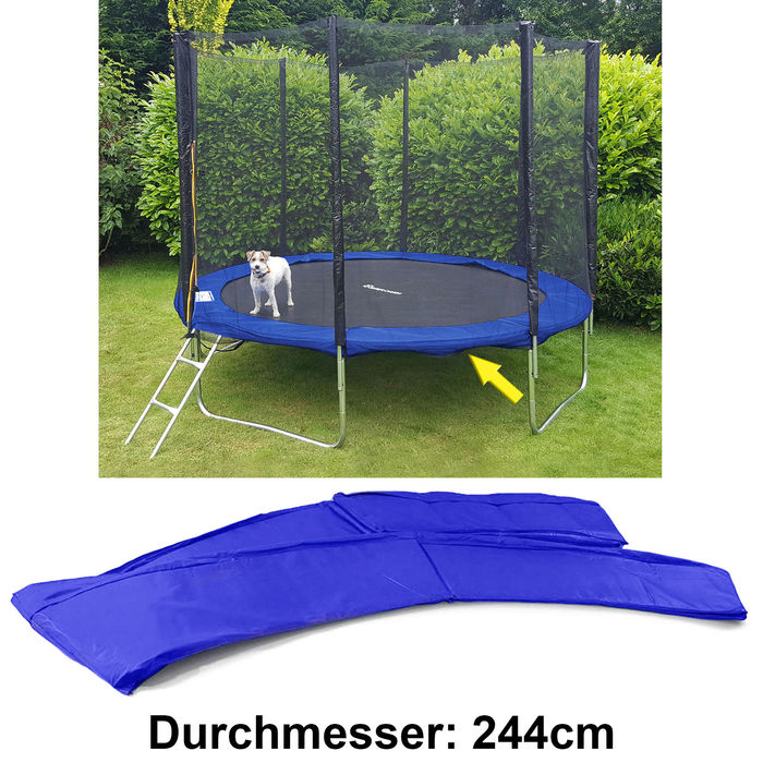 Sicherheits Schutz Rand Abdeckung für Trampolin Sprungfedern 244 CM Blau