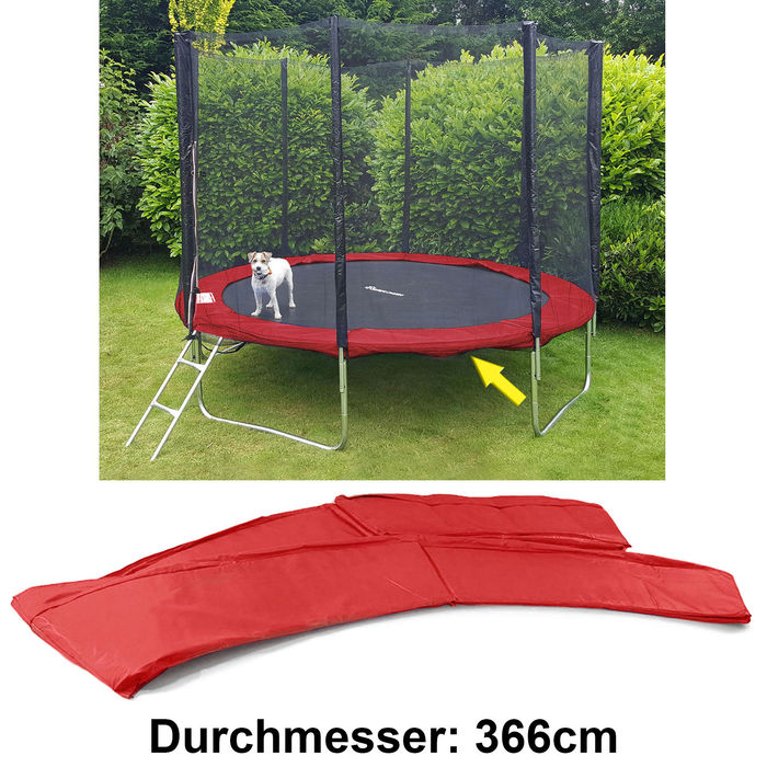 Trampolin Schutz Rand Abdeckung für Sprungfedern 366 CM Rot