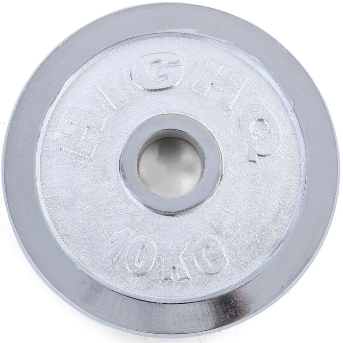10kg Olympia Hantelscheibe Gusseisen Silber glänzend 50mm