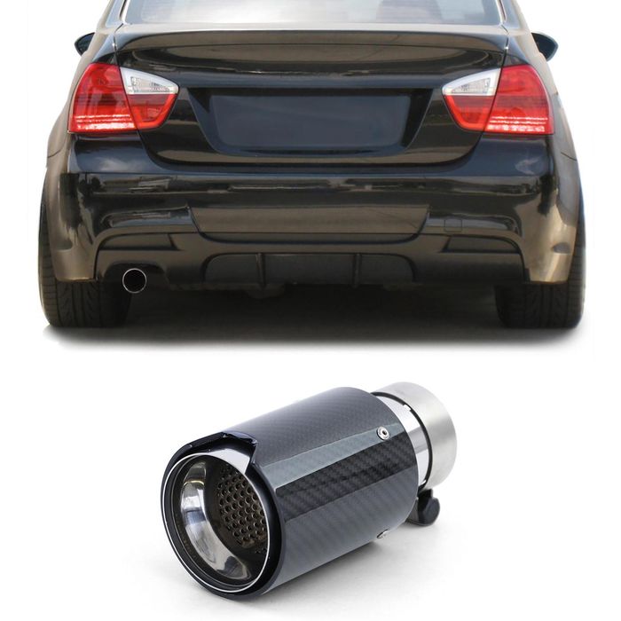 Auspuff Endrohr Sport Carbon Schwarz passend für BMW 3er E90 E91 E92 E93