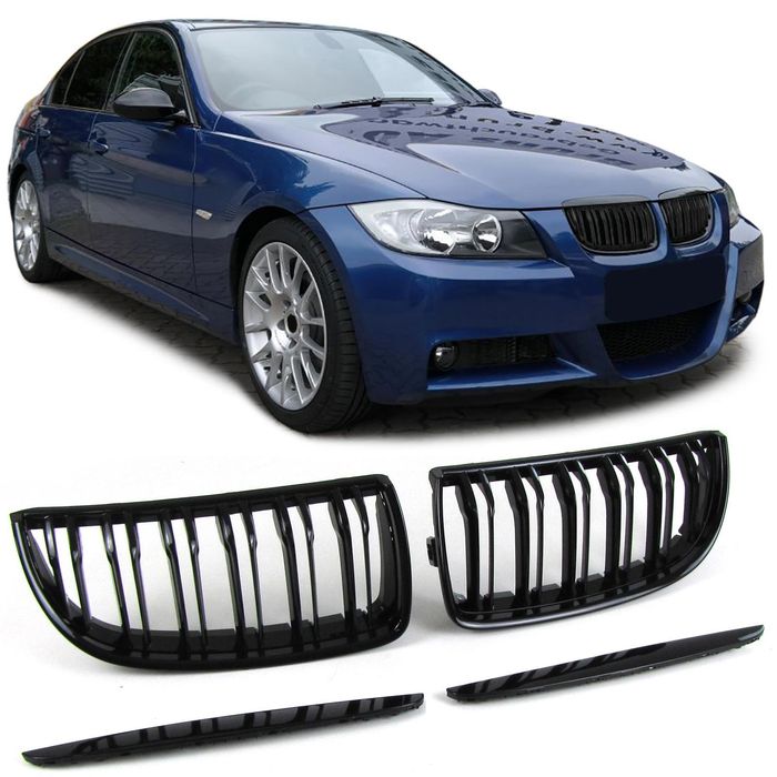 Sport Kühlergrill Doppelsteg Performance Glanz passend für BMW 3er E90 E91 05-08
