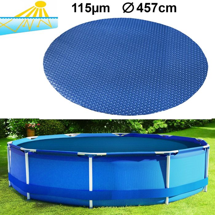 115µm Pool Solarplane Poolheizung Solarfolie Abdeckung Rund Blau 457cm