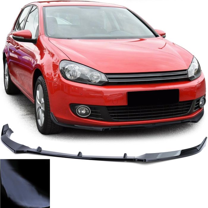 Front Spoiler Lippe Sport Ansatz Stoßstange Schwarz Glanz für VW Golf 6 08-12