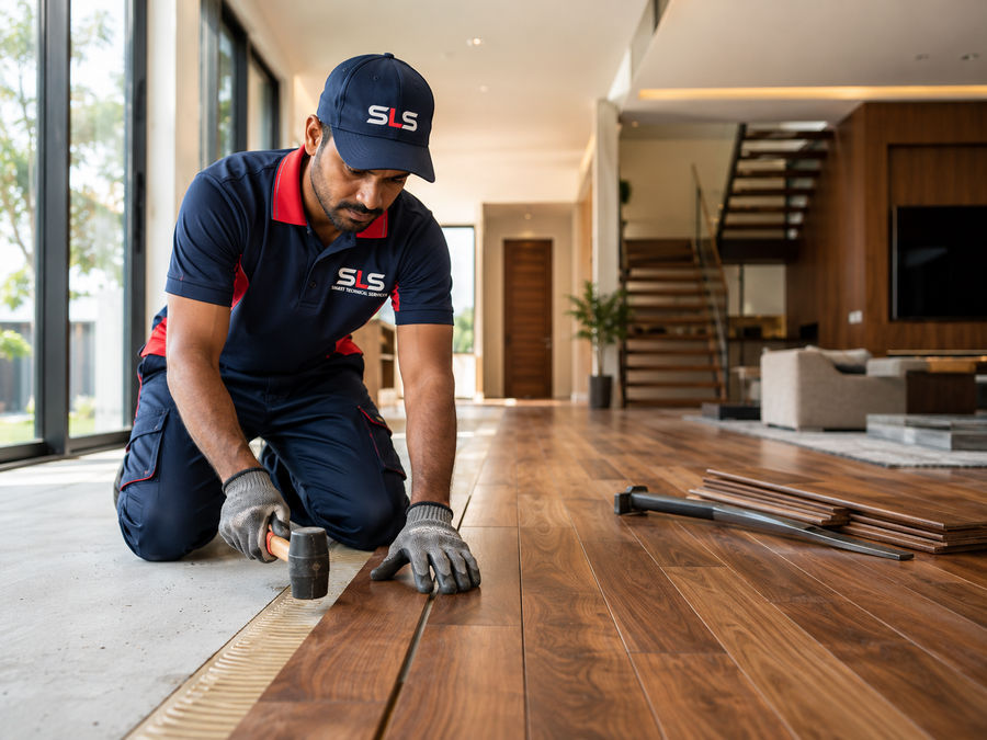 Carpenter working with wood