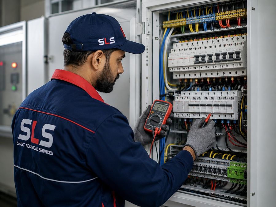 Electrician working on electrical wiring