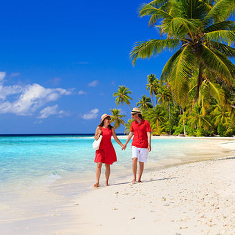 couple walking on beach