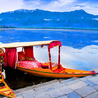 Shikara boat in lake Kashmir