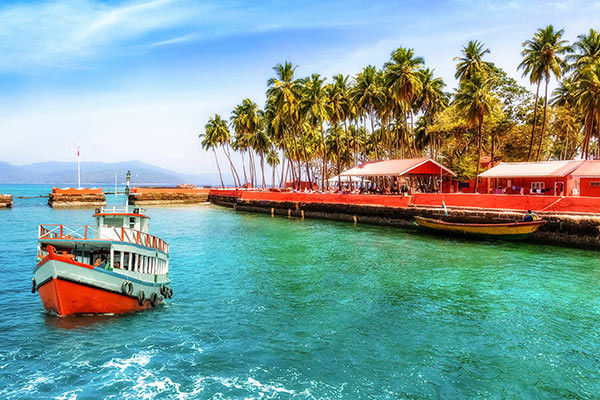 Ross island beach Andaman with scenic landscape