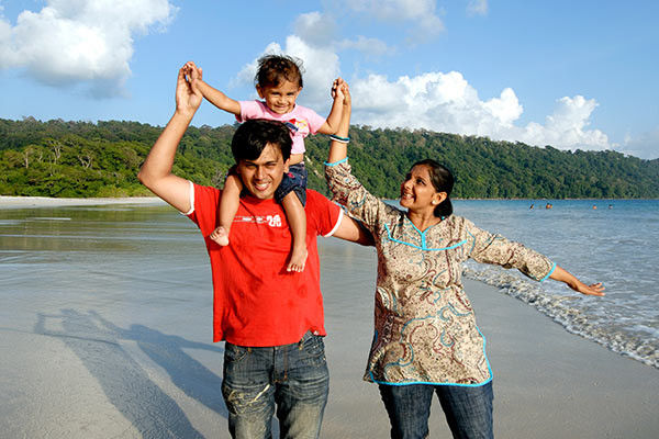 Family walking at Elephant Beach