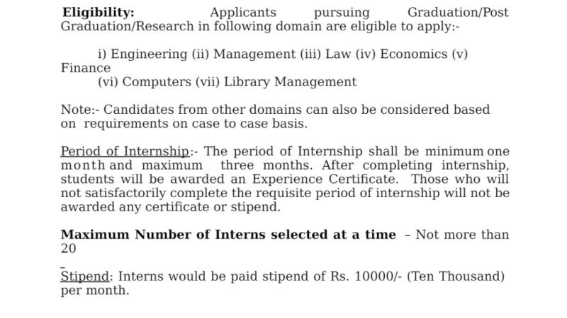 DPIIT Internship Eligibility