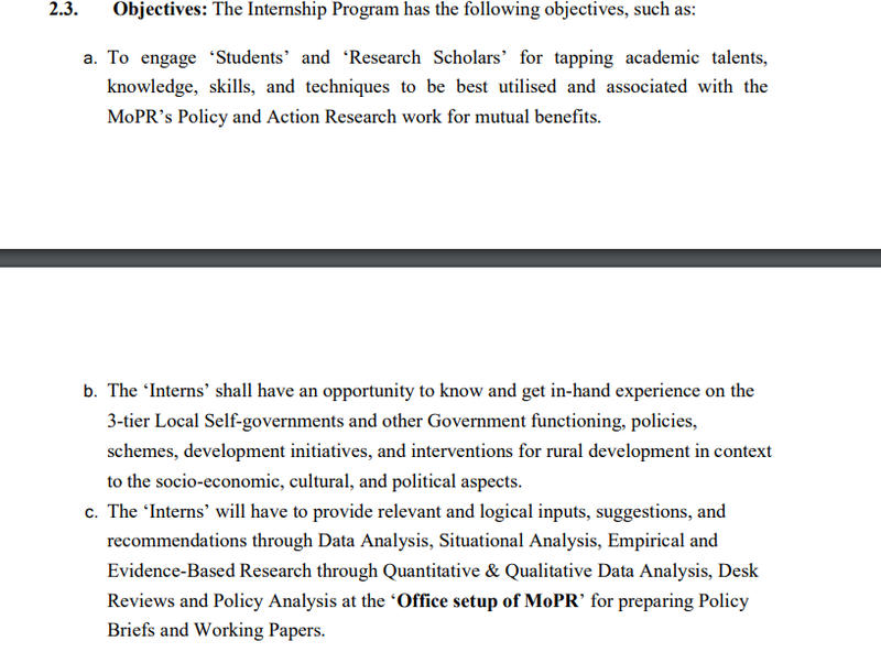 Purpose Of Internship With MOPR