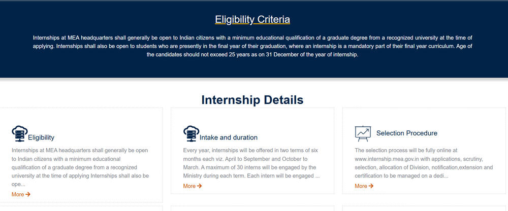 MEA Internship Eligibility
