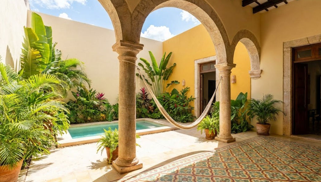 Fachada Residencial - Real Estate Itzimá Diseño de fachada y entorno residencial