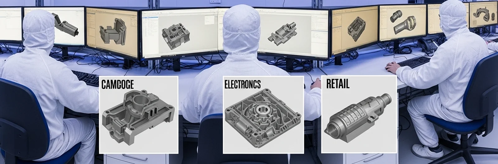 Engineered plastic components for aerospace and automotive manufacturing.