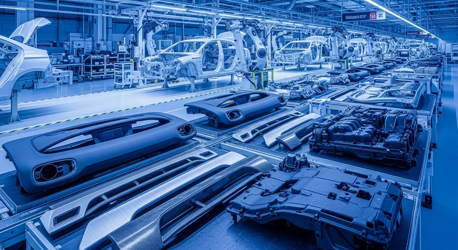 Precision engineered plastic component for lightweight vehicle design.