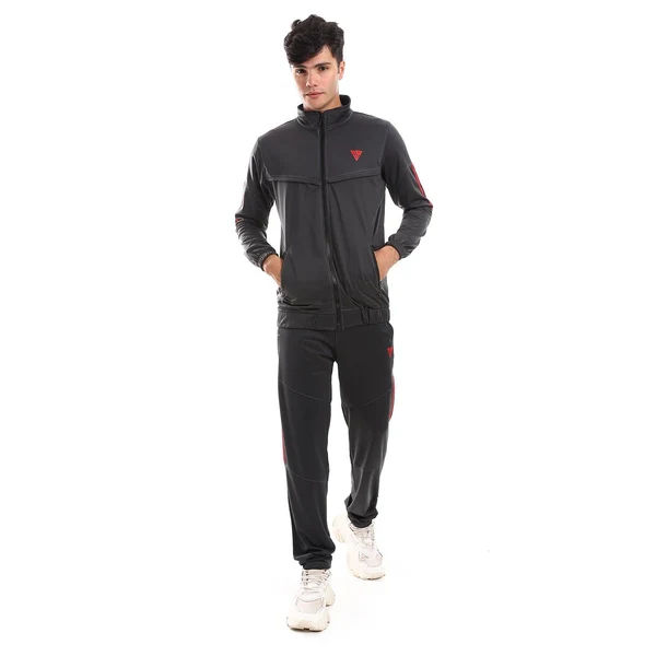 Men's Training Suit with Front Pockets, Three-Stripe Detail