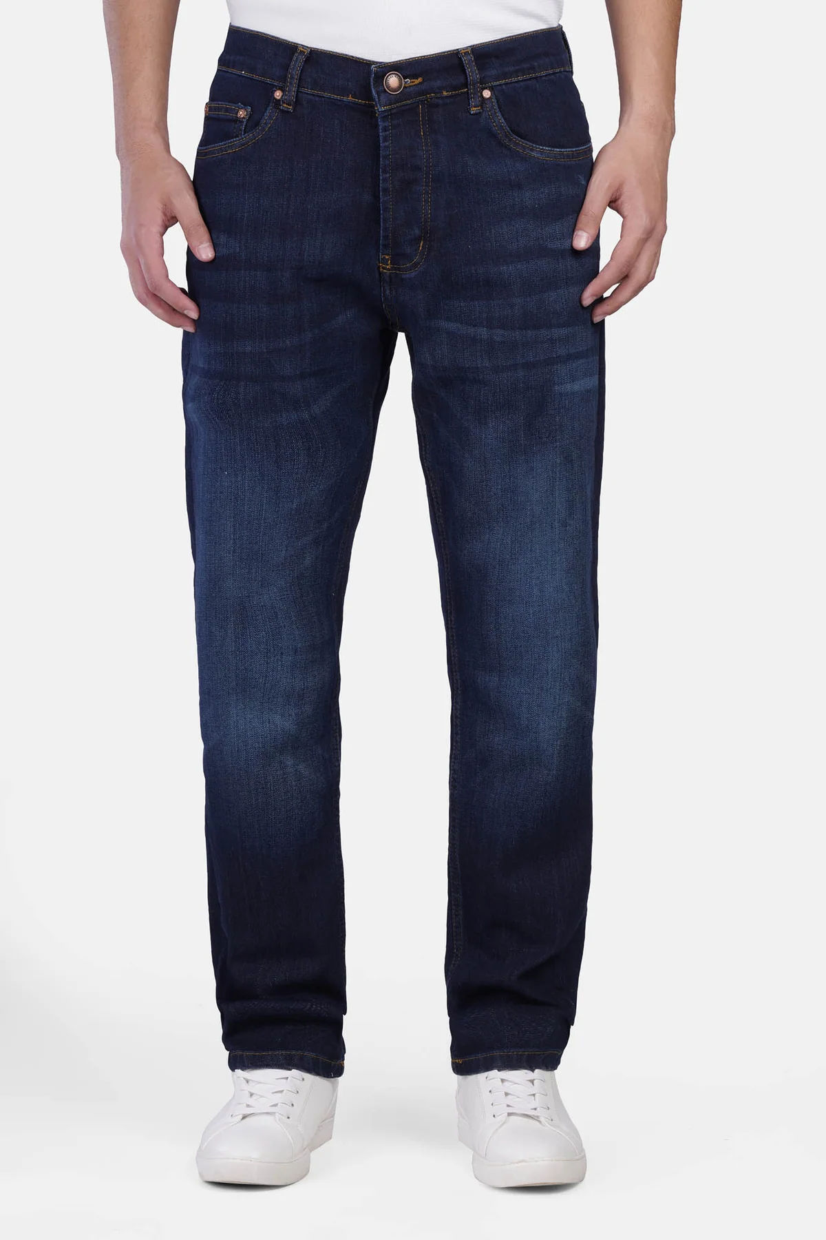 Slim-Fit Denim BHL Pants with Button Closure