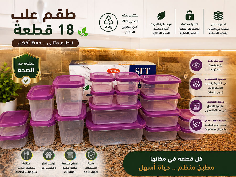 طقم علب 18 قطعة