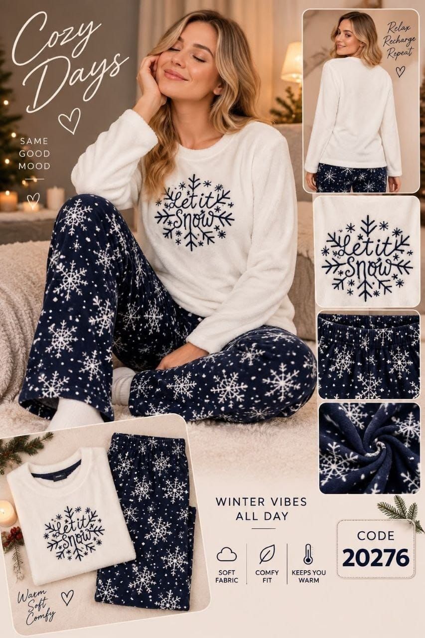 White Let It Snow velvet set