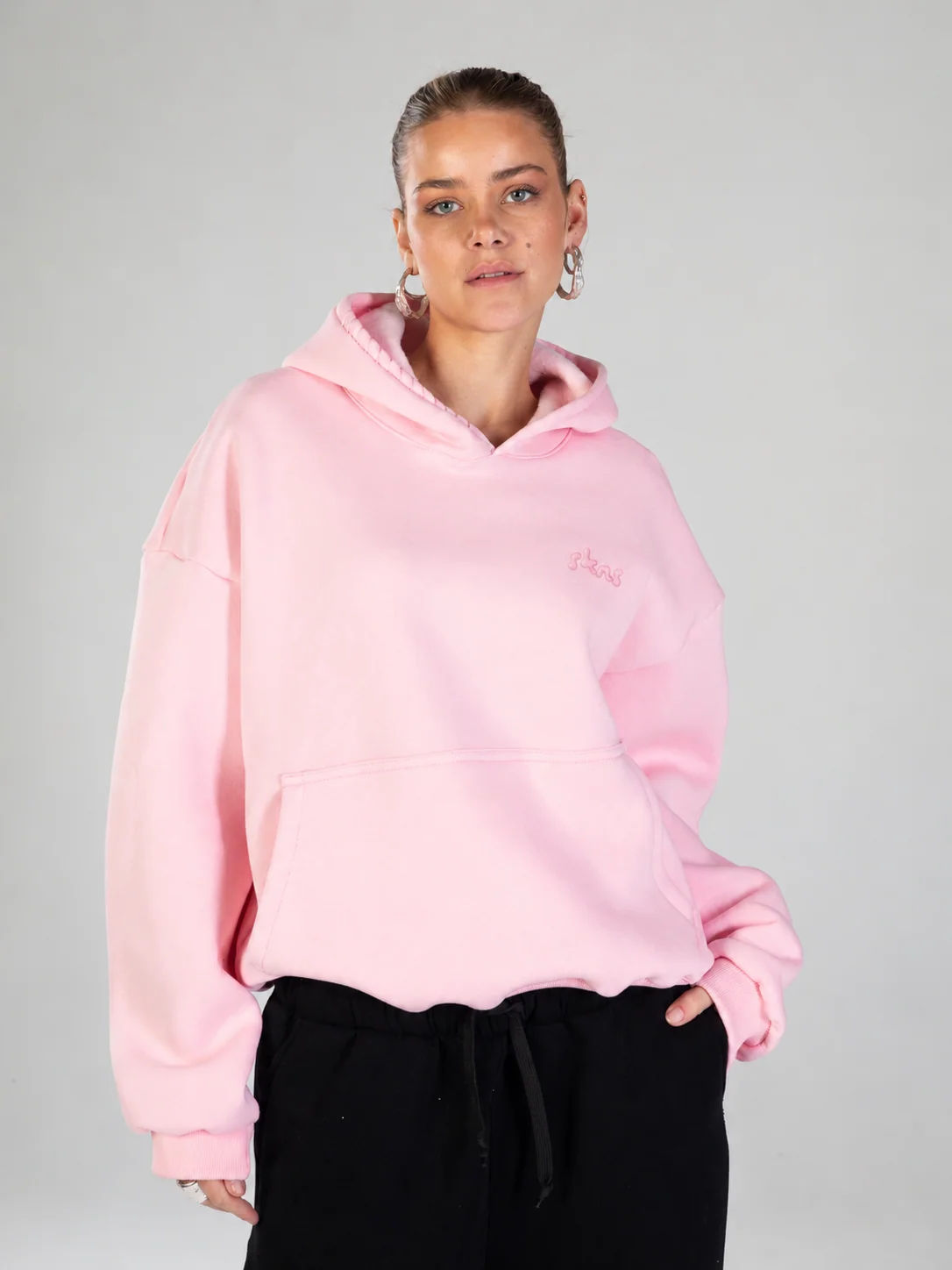The stitched hoodie in pink