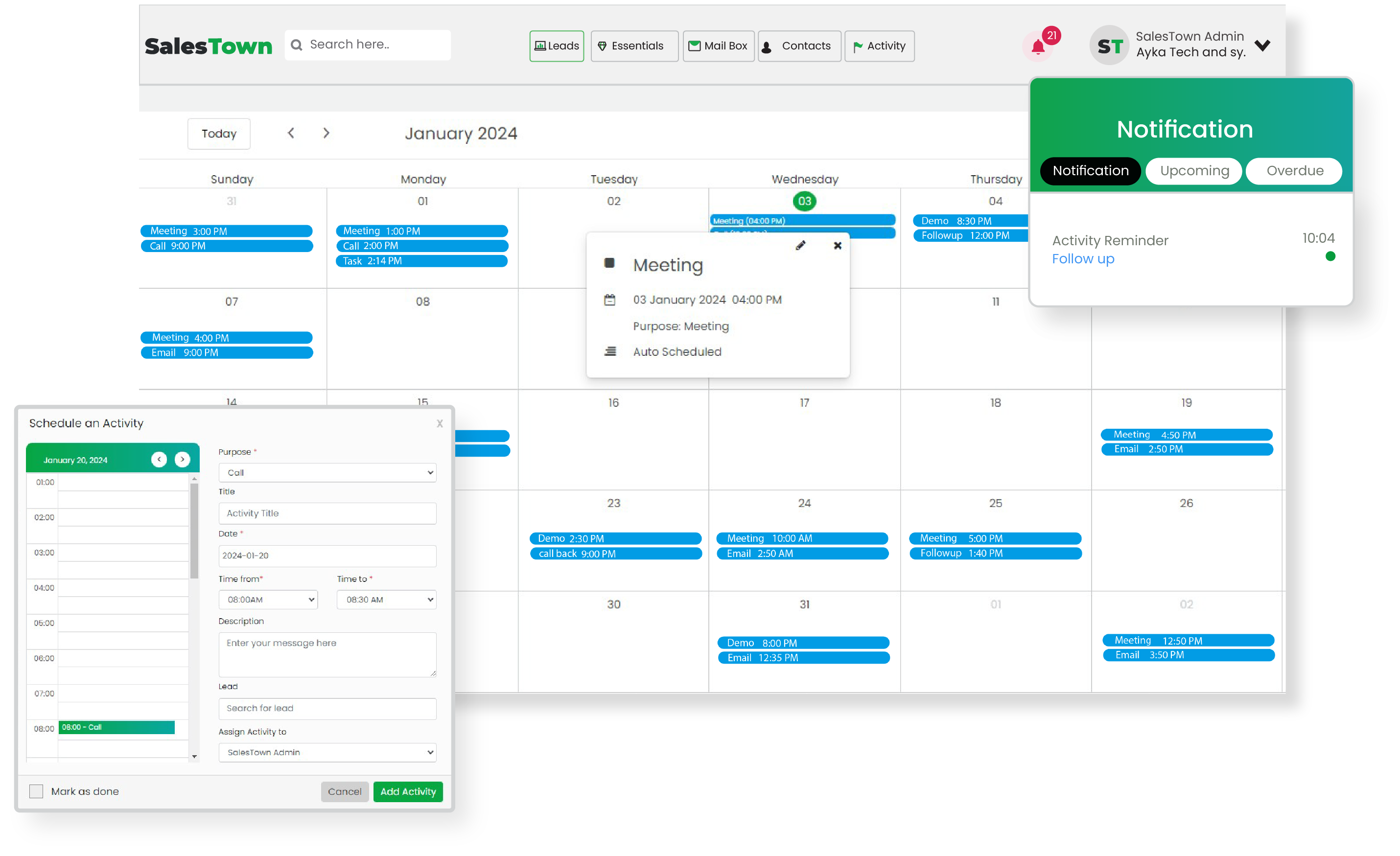 activity and reminder