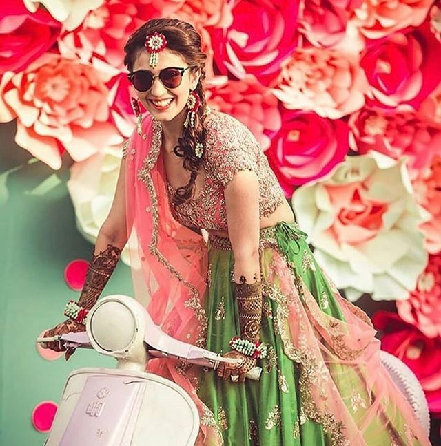 Cool Bridal Wedding Shoot Pose - boss babe on the scooter