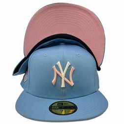 New York Yankees Cotton Candy Pack 100th Anniversary Patch Baby Pink UV 59FIFTY Fitted Hat