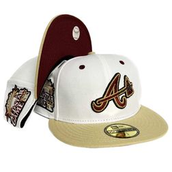 Atlanta Braves White Two Tone 2000 ASG Patch Cardinal Red UV 59FIFTY Fitted Hat