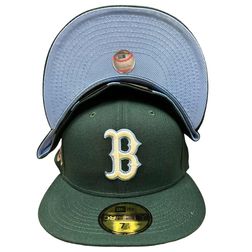 Boston Red Sox Pro Image Exclusive Dark Green 100 Years Patch Icy UV 59FIFTY Fitted Hat