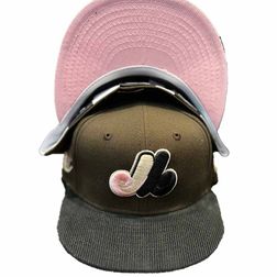 Montreal Expos Black Corduroy Bill 35th Patch Light Pink UV 59FIFTY Fitted Hat