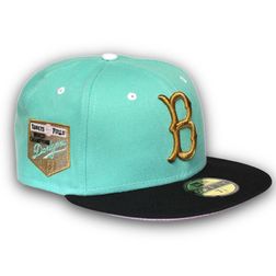 Brooklyn Dodgers Mint "Bashful" Two Tone 1955 Patch Pink UV 59FIFTY Fitted Hat