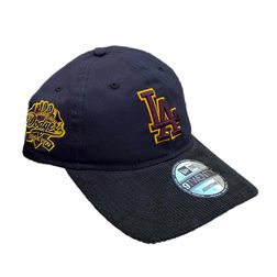 Los Angeles Dodgers "Vino" Two Tone Black Corduroy Brim 100th Patch Maroon UV 9TWENTY Adjustable Strap Hat