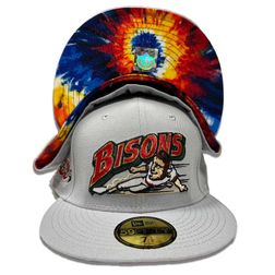 Buffalo Bisons Gray Pro Image Exclusive 30 Seasons Patch Tie Dye Sweatband and UV 59FIFTY Fitted Hat