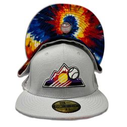 Colorado Rockies Gray Pro Image Exclusive 10 Years Patch Tie Dye Sweatband and UV 59FIFTY Fitted Hat