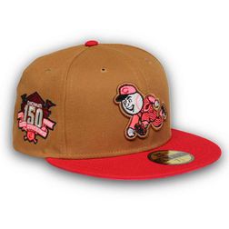 Cincinnati Reds Camel Two Tone 150th Patch Pink UV 59FIFTY Fitted Hat