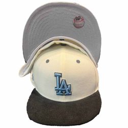 Los Angeles Dodgers Cream Two Tone Corduroy Bill 40th Anniversary Patch Gray UV 59FIFTY Fitted Hat