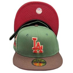 Los Angeles Dodgers Cilantro Green Two Tone 60th Patch Cardinal Red UV 59FIFTY Fitted Hat