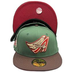 Anaheim Angels Cilantro Green Two Tone 40th Patch Cardinal Red UV 59FIFTY Fitted Hat